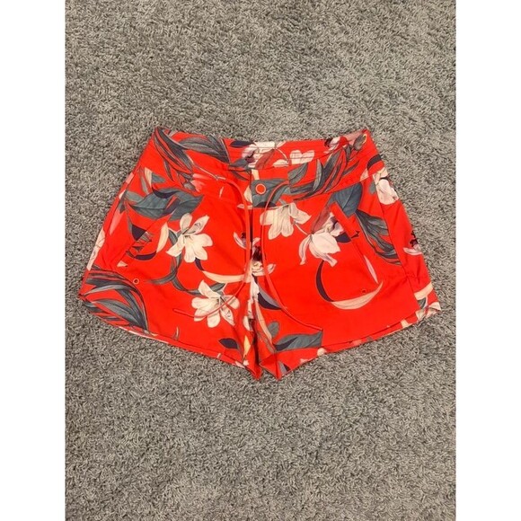 Athleta Pants - Athleta Red Floral Board Shorts / Water Shorts - Size 2
